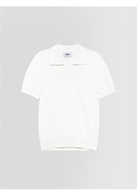 Alpha Studio polo in crepe di cotone bianco senza bottoni ALPHA STUDIO | Polo | AU-5041B1000